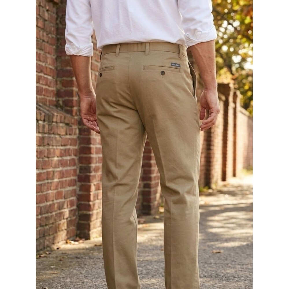 Eddie Bauer Men's Tan Chino Pants - Classic Straight